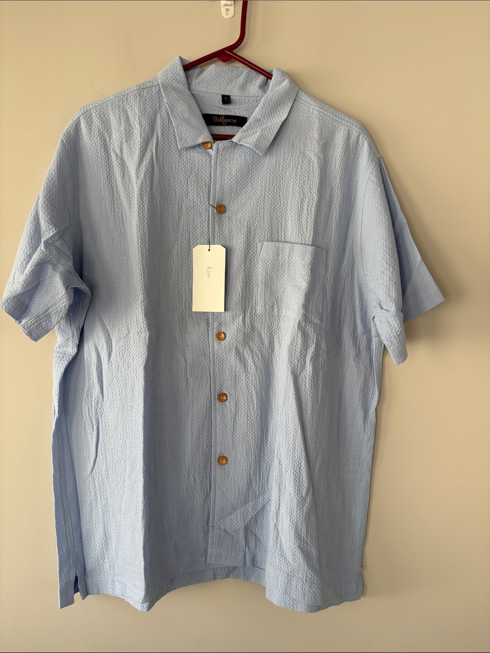 NEW BILLY NOW LARGE Cuban Light Blue Button Down Shirt 100% Cotton South Africa